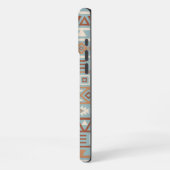 Aztec Influenza Pattern Blaue Creme Terracottas iPhone Hülle (Linke Seite)