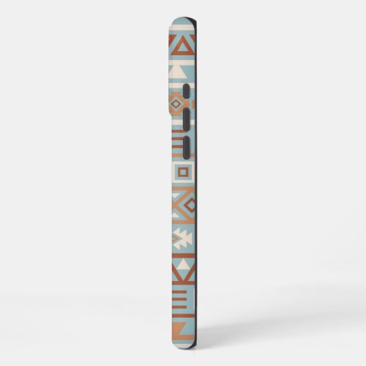 Aztec Influenza Pattern Blaue Creme Terracottas iPhone Hülle (Linke Seite)