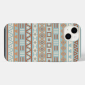 Aztec Influenza Pattern Blaue Creme Terracottas iPhone Hülle (Rückseite (Horizontal))