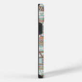 Aztec Influenza Pattern Blaue Creme Terracottas iPhone Hülle (Rechte Seite)