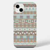 Aztec Influenza Pattern Blaue Creme Terracottas iPhone Hülle (Rückseite)