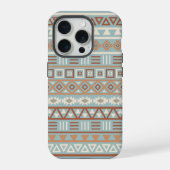 Aztec Influenza Pattern Blaue Creme Terracottas iPhone Hülle (Rückseite)