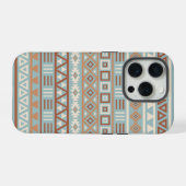 Aztec Influenza Pattern Blaue Creme Terracottas iPhone Hülle (Rückseite (Horizontal))
