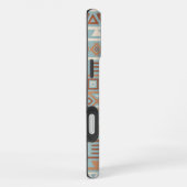 Aztec Influenza Pattern Blaue Creme Terracottas iPhone Hülle (Rechte Seite)