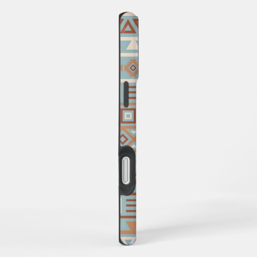 Aztec Influenza Pattern Blaue Creme Terracottas iPhone Hülle (Rechte Seite)