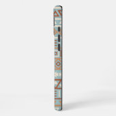 Aztec Influenza Pattern Blaue Creme Terracottas iPhone Hülle (Linke Seite)