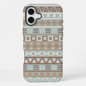 Aztec Influenza Pattern Blaue Creme Terracottas iPhone Hülle (Rückseite)