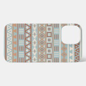 Aztec Influenza Pattern Blaue Creme Terracottas iPhone Hülle (Rückseite (Horizontal))