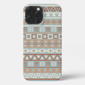 Aztec Influenza Pattern Blaue Creme Terracottas iPhone Hülle (Rückseite)