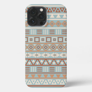 Aztec Influenza Pattern Blaue Creme Terracottas iPhone 13 Pro Max Hülle