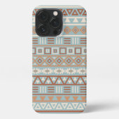 Aztec Influenza Pattern Blaue Creme Terracottas iPhone Hülle (Rückseite)