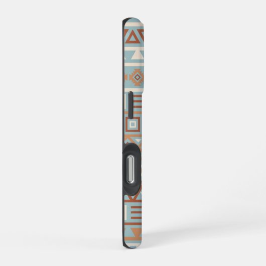 Aztec Influenza Pattern Blaue Creme Terracottas iPhone Hülle (Rechte Seite)