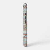 Aztec Influenza Pattern Blaue Creme Terracottas iPhone Hülle (Linke Seite)