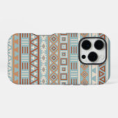 Aztec Influenza Pattern Blaue Creme Terracottas iPhone Hülle (Rückseite (Horizontal))