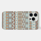 Aztec Influenza Pattern Blaue Creme Terracottas iPhone Hülle (Rückseite (Horizontal))