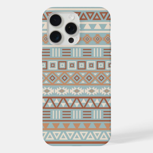 Aztec Influenza Pattern Blaue Creme Terracottas iPhone Hülle (Rückseite)