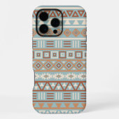 Aztec Influenza Pattern Blaue Creme Terracottas iPhone Hülle (Rückseite)