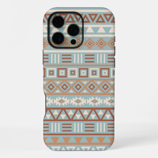 Aztec Influenza Pattern Blaue Creme Terracottas iPhone Hülle (Rückseite)