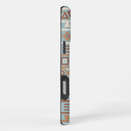 Aztec Influenza Pattern Blaue Creme Terracottas iPhone Hülle (Rechte Seite)