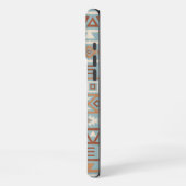 Aztec Influenza Pattern Blaue Creme Terracottas iPhone Hülle (Linke Seite)