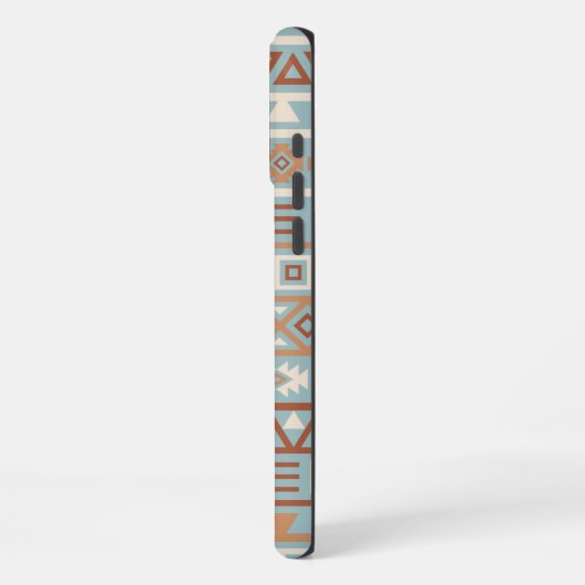 Aztec Influenza Pattern Blaue Creme Terracottas iPhone Hülle (Linke Seite)