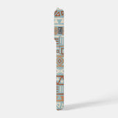 Aztec Influenza Pattern Blaue Creme Terracottas iPhone Hülle (Linke Seite)