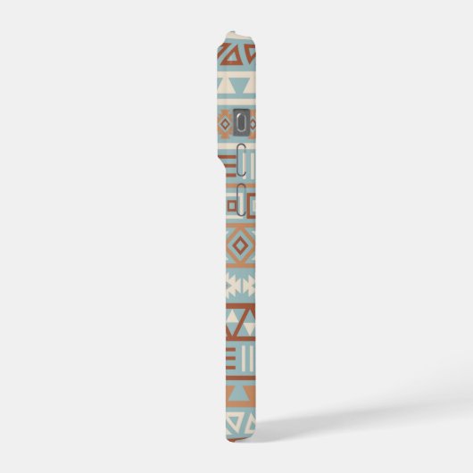 Aztec Influenza Pattern Blaue Creme Terracottas iPhone Hülle (Linke Seite)