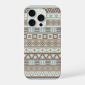 Aztec Influenza Pattern Blaue Creme Terracottas iPhone Hülle (Rückseite)