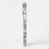 Aztec Influenza Pattern Blaue Creme Terracottas iPhone Hülle (Linke Seite)