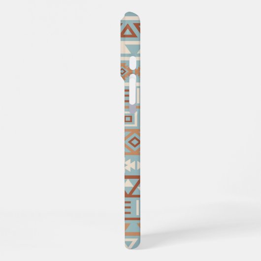 Aztec Influenza Pattern Blaue Creme Terracottas iPhone Hülle (Linke Seite)