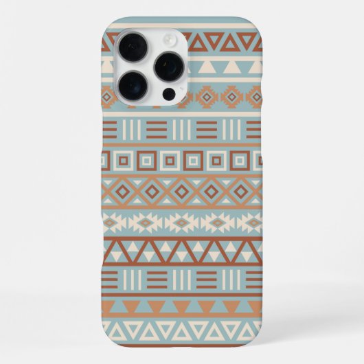 Aztec Influenza Pattern Blaue Creme Terracottas iPhone Hülle (Rückseite)