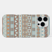 Aztec Influenza Pattern Blaue Creme Terracottas iPhone Hülle (Rückseite (Horizontal))