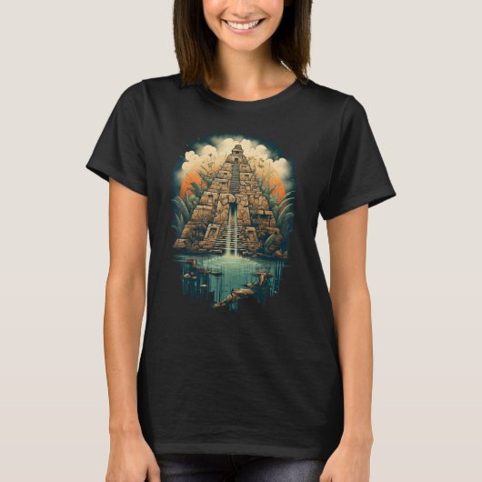 Aztec Inka Maya Mystic Jungle Tempel Pyramid Graph T-Shirt (Vorderseite)