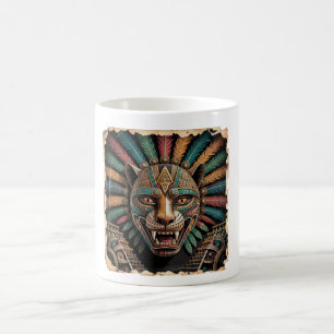 Aztec Jaguar Warrior Mask   Antike mexikanische Ku Kaffeetasse