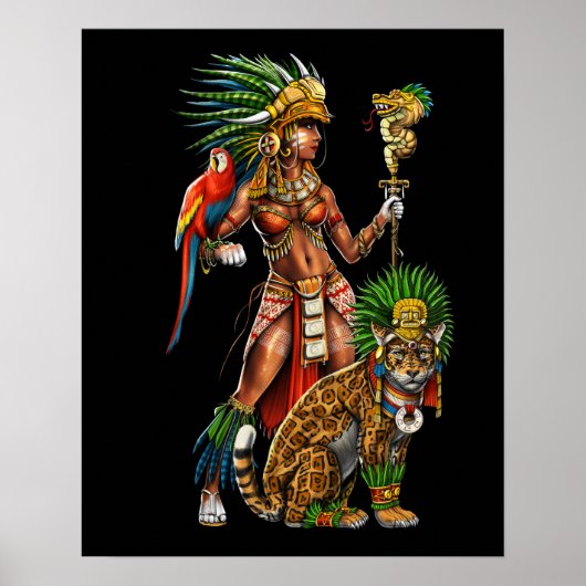 Aztec Jaguar Warrior Woman Poster (Vorne)