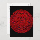 Aztec Kalender - (rote) Postkarte (Vorne/Hinten)
