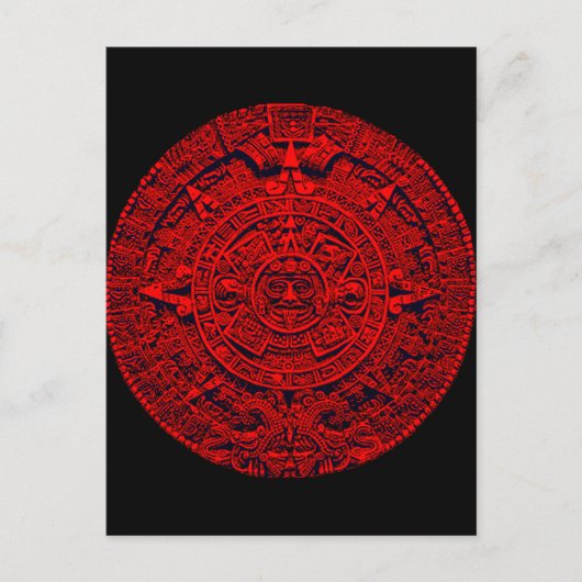 Aztec Kalender - (rote) Postkarte (Vorderseite)