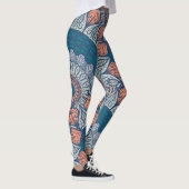 Aztec Mandala aquamarine und orangefarbene boho Yo Leggings (Rechts)
