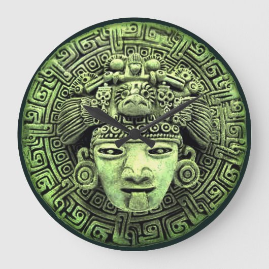Aztec Mask Große Wanduhr (Vorderseite)