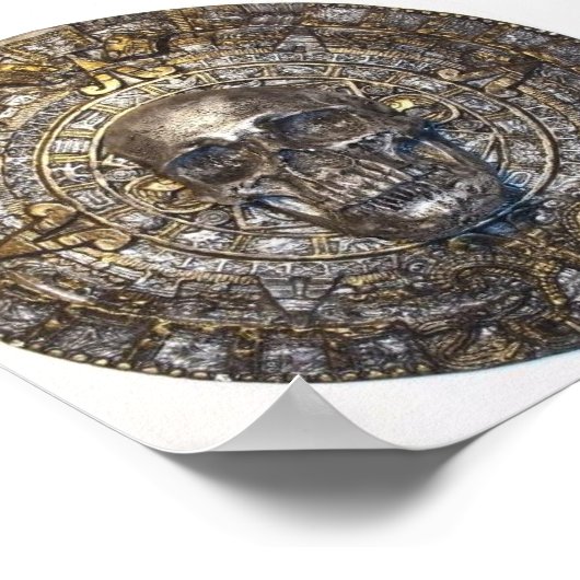 Aztec/Maya-Kalender mit dem Skull-Poster Poster (Ecke)