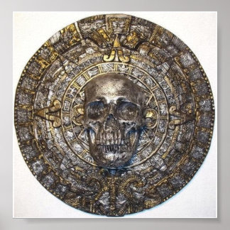 Aztec/Maya-Kalender mit dem Skull-Poster Poster