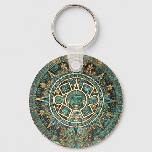 Aztec Mayan Ancient Round Disc Calendar Schlüsselanhänger (Vorderseite)