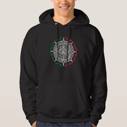 Aztec Mayan Calendar Sun Stone Distressed Mexico F Hoodie (Vorderseite)