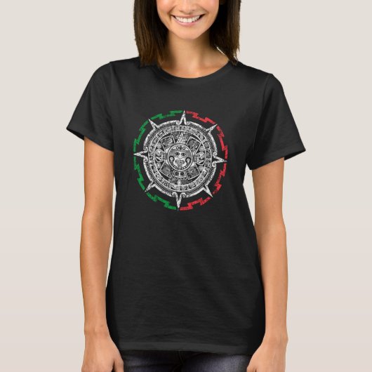 Aztec Mayan Calendar Sun Stone Distressed Mexico F T-Shirt (Vorderseite)