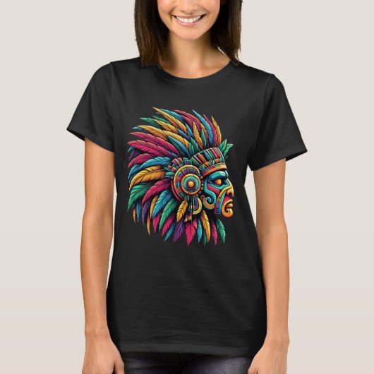 Aztec Mayan Warrior-Profil T-Shirt (Vorderseite)