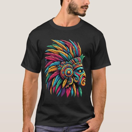 Aztec Mayan Warrior-Profil T-Shirt (Vorderseite)