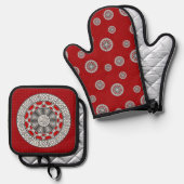 Aztec Meets Alien Ofenhandschuh & Topflappen-Set (Vorderseite/Rückseite)