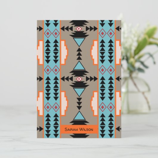 Aztec Mexican Geometric Pattern Dankeskarte (Stehend Vorderseite)