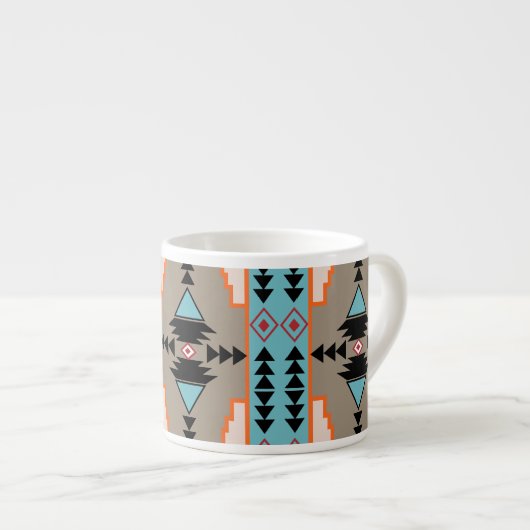 Aztec Mexican Geometric Pattern Espressotasse (Vorderseite Rechts)