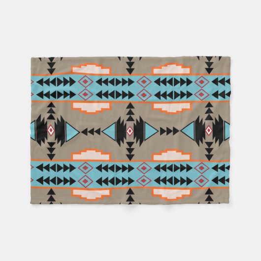 Aztec Mexican Geometric Pattern Fleecedecke (Vorderseite (Horizontal))